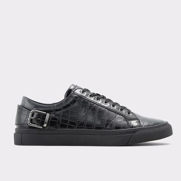 NEW Aldo Himrich Trainer Shoes Sneakers Crocodile Skin Embossed Black Size 13